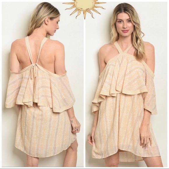 Dresses & Skirts - Sand Color Chiffon Off shoulder Ruffle Sundress